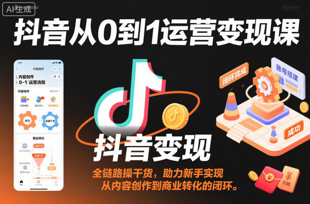 抖音从0到1运营变现课,全链路实操干货,助力新手实现从内容创作到商业转化的闭环 -1 抖音从0到1运营变现课,全链路实操干货,助力新手实现从内容创作到商业转化的闭环 -1