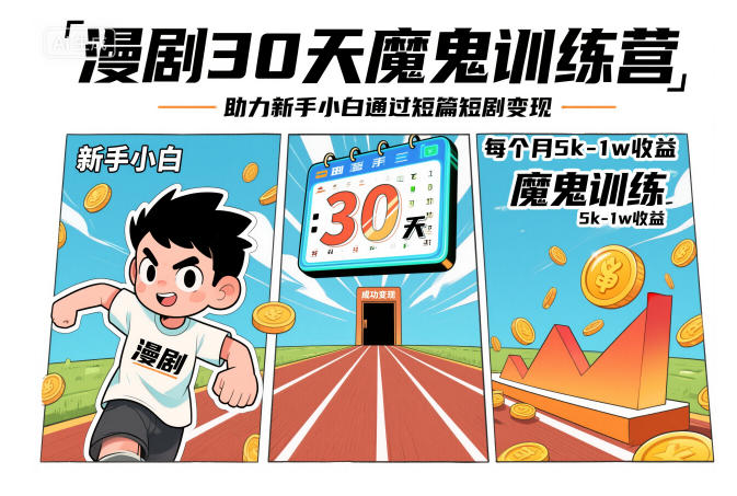 漫剧30天魔鬼训练营,助力新手小白通过短篇短剧变现,每个月5k-1w收益 -1 漫剧30天魔鬼训练营,助力新手小白通过短篇短剧变现,每个月5k-1w收益 -1