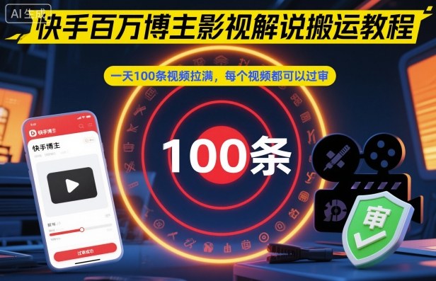 快手百万博主影视解说搬运教程,一天100条视频拉满,每个视频都可以过审 -1 快手百万博主影视解说搬运教程,一天100条视频拉满,每个视频都可以过审 -1