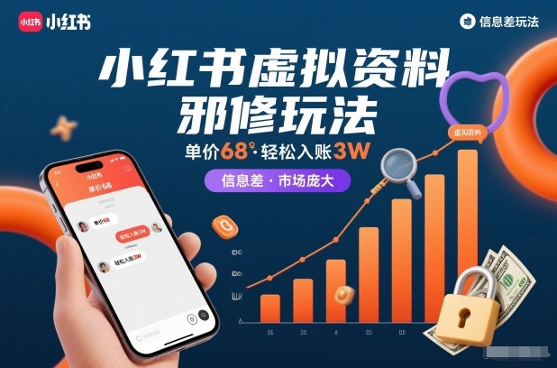 小红书虚拟资料邪修玩法，单价68，轻松入账3W，信息差玩法，市场庞大 -1