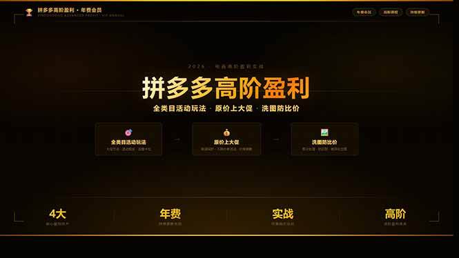 拼多多高阶盈利年费会员(更新3月)：全类目活动玩法、原价上大促、洗图防比价等核心盈利技术-阿灿说钱