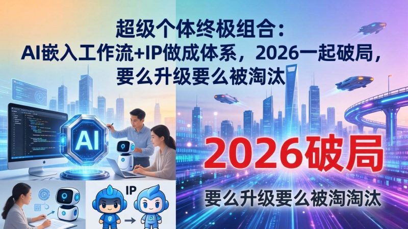 超级个体终极组合：AI嵌入工作流+IP做成体系，2026一起破局，要么升级要么被淘汰-阿灿说钱