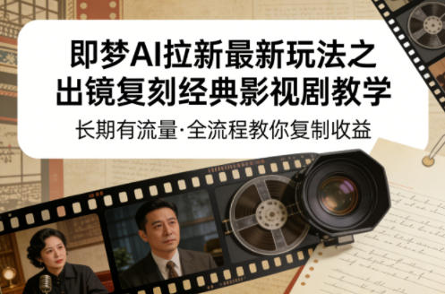 即梦AI拉新最新玩法之出镜复刻经典影视剧教学，长期有流量，全流程教你复制收益-阿灿说钱